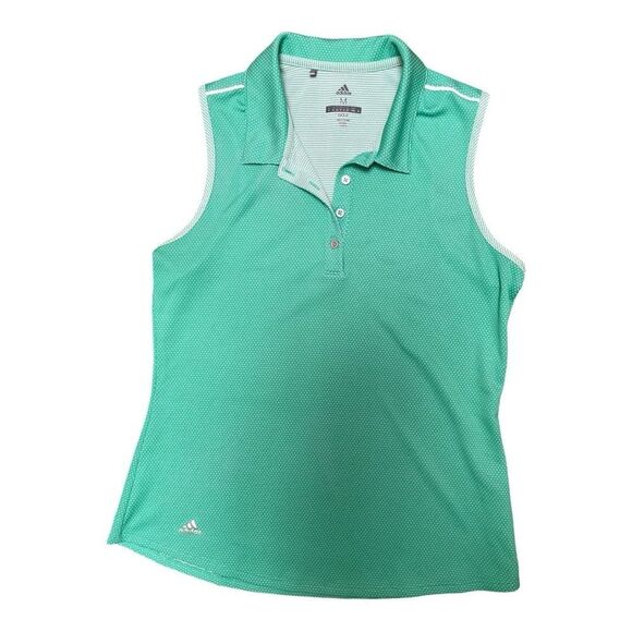 ADIDAS Golf Polo Shirt Size M Sleevesless Stretch Green Tank Top - Picture 8 of 8